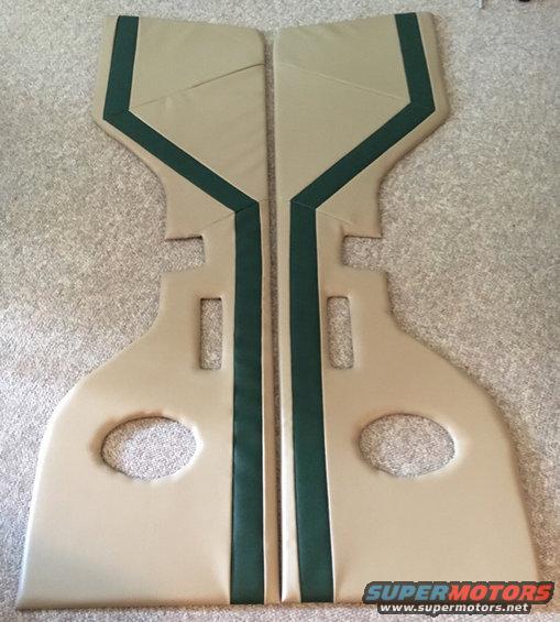 Tan and green door panels with oval cutouts