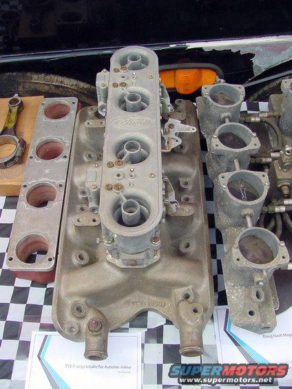 Ford V8 intake manifold with four carburetors and a separate intake piece