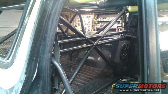 Interior view of a vehicle's roll cage