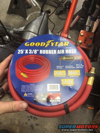 Red Goodyear 25' X 3/8" Rubber Air Hose on packaging