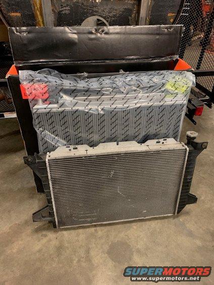 20191226 - Here is the size difference between the V8 gas radiator and the 7.3l diesel radiator. I got the Mishimoto OEM aluminum replacement to hopefully make the Bronco longer lasting, better cooling, and a bit more future proof.