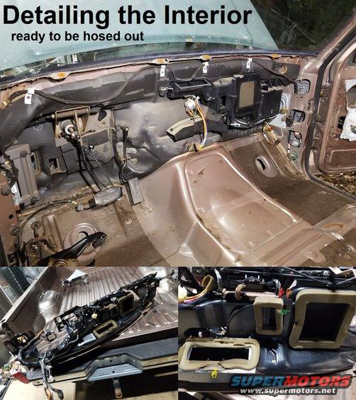 20200106_182246.jpg This is how I detail a vehicle.  Since the steering column needs repair, I pulled it to swap for the (better) one from my totalled '94 CV, and just kept going.  I'll do some minor improvements & wiring mods while I have all this access.
IF THE IMAGE IS TOO SMALL, click it.

Note that the foam gasket (red pointer) for the side window registers has migrated out-of-place over the years, and now mostly blocks that duct (orange pointer). I'll try to peel it off and put it back where it goes (green pointer).

Also - the driver's door wiring harness (which passes across the firewall just under the windshield) wasn't installed right, so it has been pinched in the defrost register gasket (yellow pointer). I straightened it out.