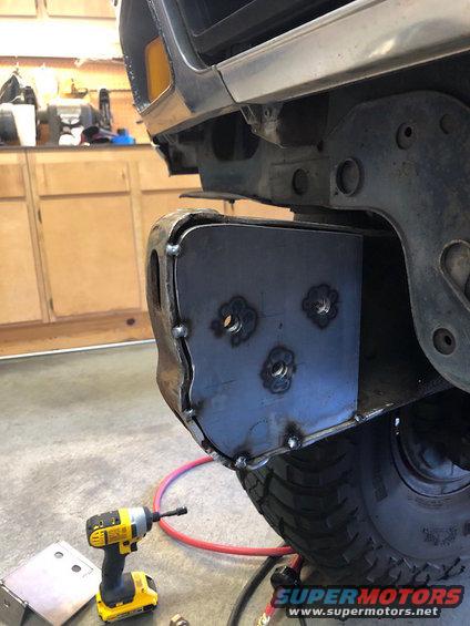 Custom bumper fabrication with welded metal plates and three bolt holes