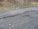 1979 Ford Bronco - A section of asphalt road has collapsed, creating a deep fissure.