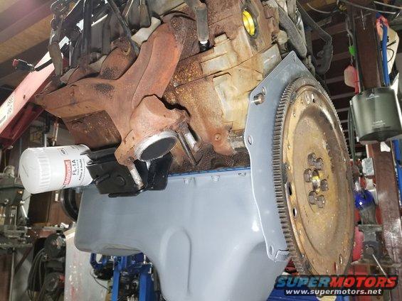 With new MotorCraft plugs & oil filter, and common (fragile) engine mounts, it's ready to go back in.