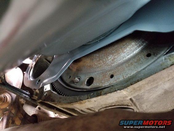 Even working alone, I got it stabbed back onto the bellhousing & torque converter studs pretty quickly - about 30 minutes.