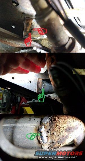 These 2 leaks were only visible with a mirror. I had to weld them through the slot in the frame.