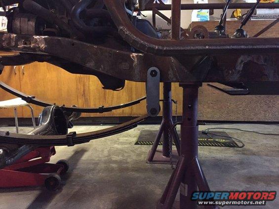 Truck frame and leaf spring suspension on jack stands