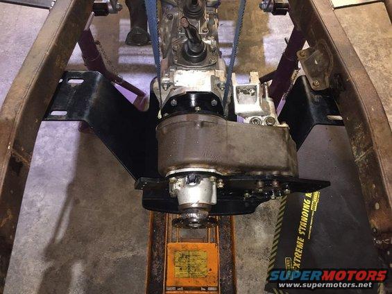 Transmission and transfer case assembly on jack stands
