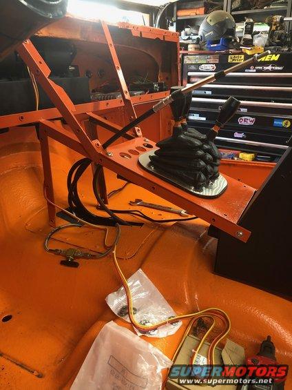 1992 Jeep Wrangler interior showing shifter assembly and wiring harness on orange floor