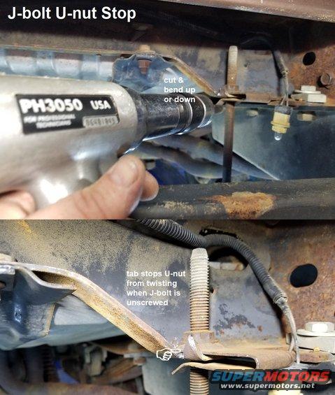 20200423_162724.jpg Because the U-nut for the spare's J-bolt swivels & twists on the angled part of the crossmember, making it difficult to unscrew, I folded this tab up to keep the U-nut on the flat area.
IF THE IMAGE IS TOO SMALL, click it.