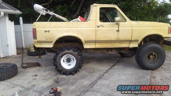 got the axle swapped in along with the dually paddy tires. 

i did have to have the rear driveshaft shortened and rebuilt swapping from the Dana 60 to 10.25"