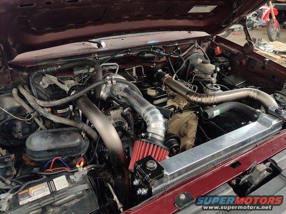 img_20200527_143521.jpg 20200527 - Intake is welded up and fits perfectly. Looks like it touches the radiator but it doesn't.