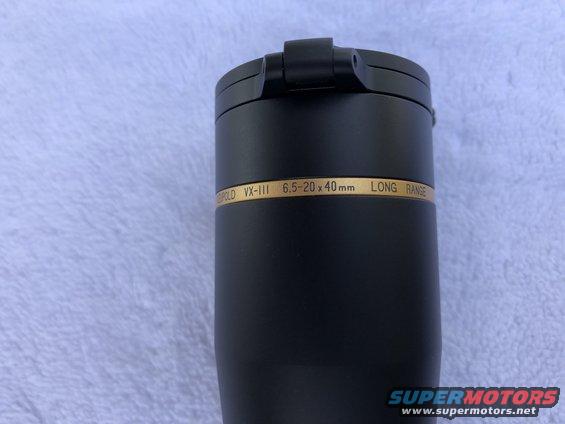 Black Leupold VX-III scope with gold band showing 6.5-20x40mm Long Range
