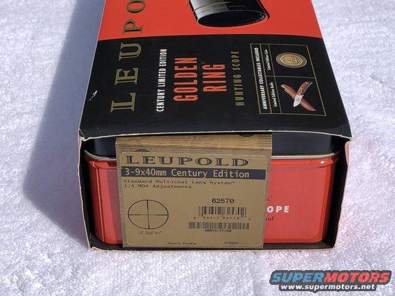 Box for a Leupold Golden Ring hunting scope, Century Limited Edition. Includes a tin and collectible knife