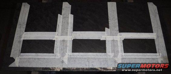 Winch plate layout on 9/32" steel plate.  As you can see, I tweaked the plan a few times while sketching it out.