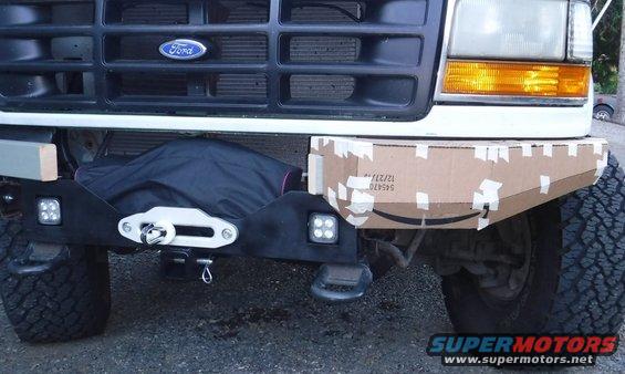 Front view.  I'm not quite happy just yet with how it intersects the winch plate, but a little more angle to the bottom portion should help with that.