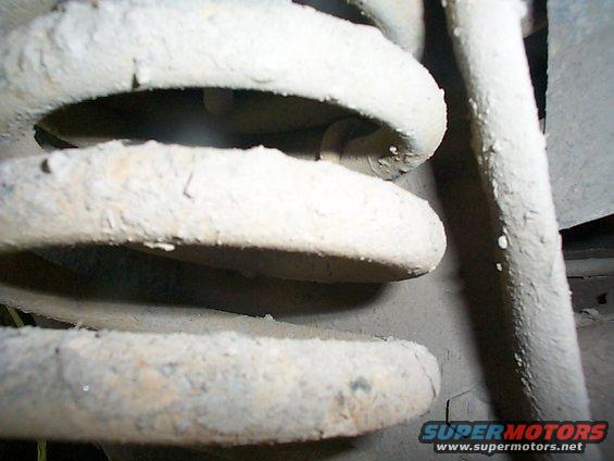 close-up of a rusty suspension coil spring