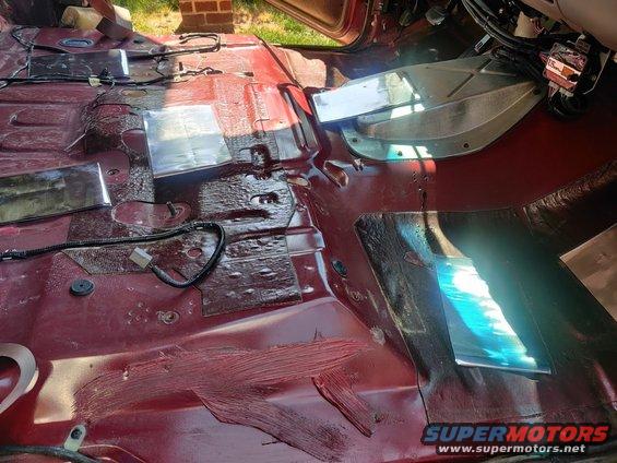 img_20200718_160326.jpg 20200718 - Progression in the front of cleaning, laying out the first stage of sound deadening (CLD tiles), and applying them to the floor.