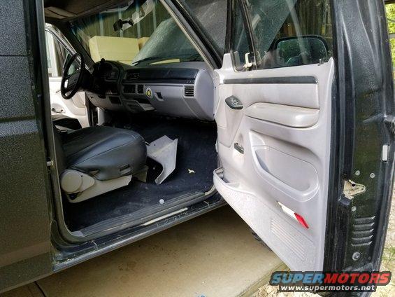 03doorr.jpg The inner weatherbelt is missing from the door panel.

Install inner weatherbelt $15 (while door panel is off) DONE
[url=https://www.amazon.com/dp/B07958TFFY]New aftermarket weatherbelt set of 4[/url] ~70 [url=https://www.supermotors.net/registry/media/1159234][img]https://www.supermotors.net/getfile/1159234/thumbnail/20200429_173341.jpg[/img][/url]
[url=https://shop.broncograveyard.com/1987-1997-Ford-Bronco-Ford-Truck-4-Pc-Window-Weatherstrip-Kit/productinfo/34388A/]New aftermarket weatherbelt set of 4[/url] ~$40 plus sh
Used original weatherbelt $15 DONE

Install StepShields $50 (requires remove unused step hardware) [url=https://www.supermotors.net/registry/media/1159237][img]https://www.supermotors.net/getfile/1159237/thumbnail/20200501_181204.jpg[/img][/url]
[url=https://www.amazon.com/dp/B00062YD0K]StepShield (universal)[/url]

[url=https://www.supermotors.net/registry/media/1035342][img]https://www.supermotors.net/getfile/1035342/thumbnail/tdl.jpg[/img][/url]