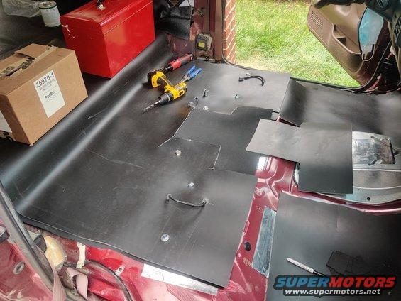 img_20200821_121551.jpg 20200821 - Much easier to drill holes and cut holes through the CCF and vinyl one layer at a time, rather than both at the same time. Also contouring around bends sucks.