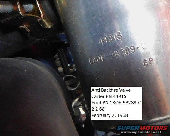 Smog anti backfire valve date