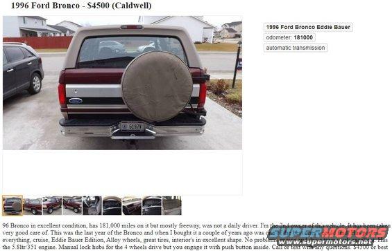 20140224 - Craigslist ad for the Bronco. Ended up paying $4k for it. Makes me the third owner.