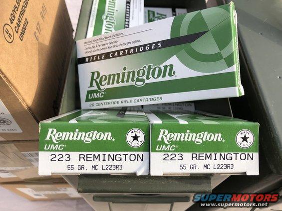 Boxes of Remington UMC 223 Remington rifle cartridges stacked up