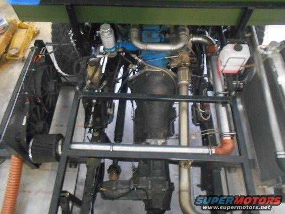 Engine and drivetrain components, including transmission and exhaust