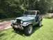 1979 Jeep CJ5 - A green Jeep CJ5 is parked on a grassy lawn with trees in the background.