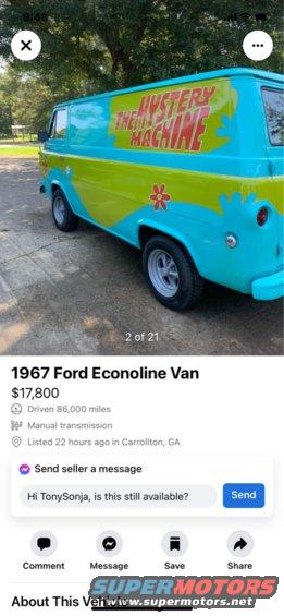 Side view of a 1967 Ford Econoline van painted as the Mystery Machine