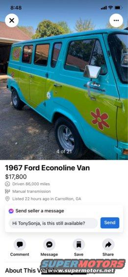 Side view of a turquoise and lime green van with flower decals