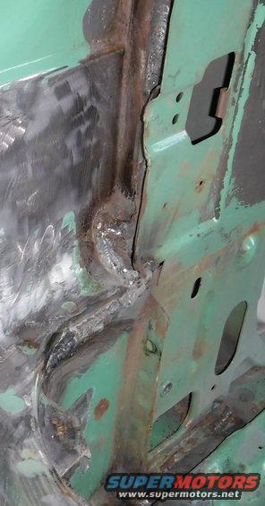 dscf3449--dr-bed-vertical-seam-bottom-fractures-welded.jpg By far the toughest item, a) squeezing the MIG nozzle into that space, and b) filling all the sheet metal fractures without burning up the remaining material.  I got as much welded in there as I could, connecting up the various seam lines to hopefully reinforce them all.

Judging from the extent of damage on both sides, that's a more significant flex point than the infamous upper b-pillar / drip rail location that started this whole project.