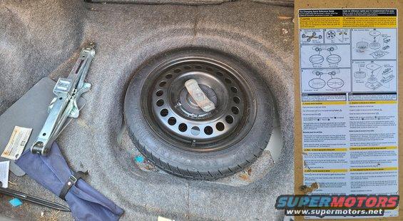 Spare tire
IF THE IMAGE IS TOO SMALL, click it.

T125/70D15 speed M
Cold pressure 420KPA 60PSI
Hot pressure add 26KPA 4PSI