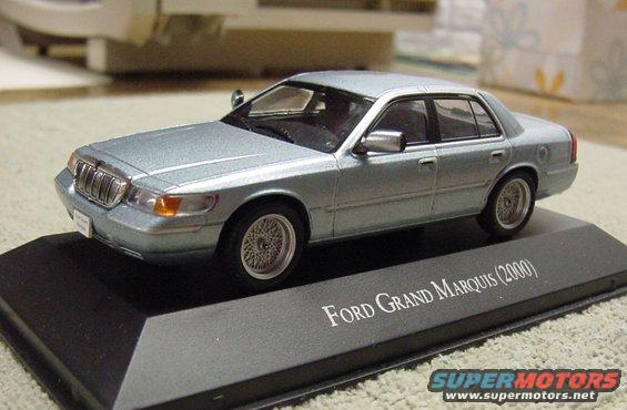 Not an LSE, but the closest model I could find to one.  Made by IXO, for the Mexico market, where the Grand Marquis is a Ford!  The trunk blue oval (instead of the Mercury waterfall M,) is the only difference from the American version.  this is a precision die cast model in 1/43rd scale.  (notice the 2 tone mirrors, black "B" pillar, and lacy spoke rims) My neighbor has one in this very color!  It has the Mercury waterfall M in the grille!  Based on the side cladding and the Lacy Spoke rims, this would be an LX with the HPP option...  Inside, the split bench seats have their arm rests down, so it is not an LSE, which in any event didn't show up until 2001.