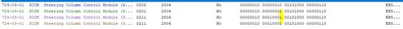 programming_sccm.jpg pictures shows factory /w sync

0211 2806 70 /w hands free phone buttons RH

NOTE: the green code is for Police AUX buttons, ignore.