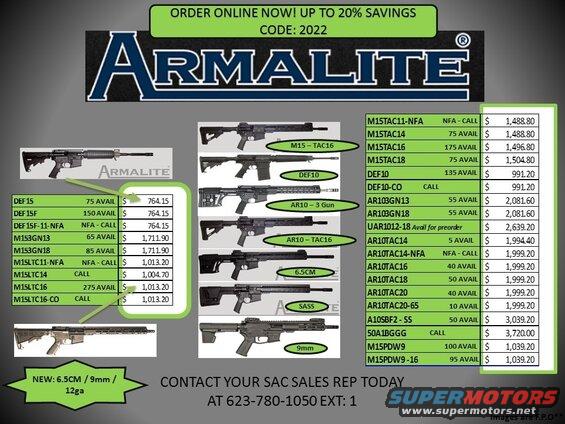 Armalite firearms catalog with prices and contact info