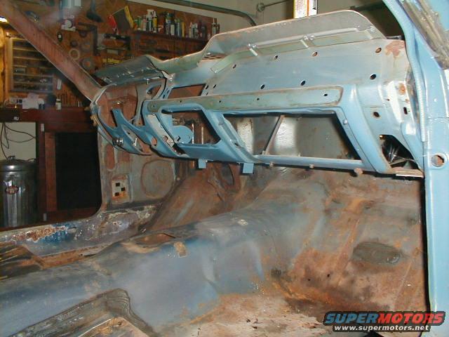 1967 Ford Mustang interior, stripped and rusty