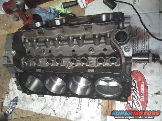 Shortbock assembled. minor clearencing on cylinder skirts