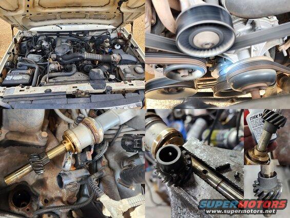 distpin.jpg Distributor Gear Pin
IF THE IMAGE IS TOO SMALL, click it.

After a few days of intermittent rough-running, the cheapo chy-neez distributor pin was found sheared. Somehow, the engine kept running well-enough for the truck to be driven. Ford gears are press-fit onto the shaft, in addition to being pinned, which virtually eliminates this possibility. So to keep this one from breaking again, the gear was installed with toughened super glue and a new pin.