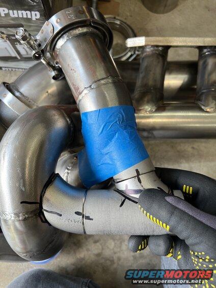 The final mockup with the pipes just held in place and marked. None of the hole are cut out yet. Just checking fitment here. 