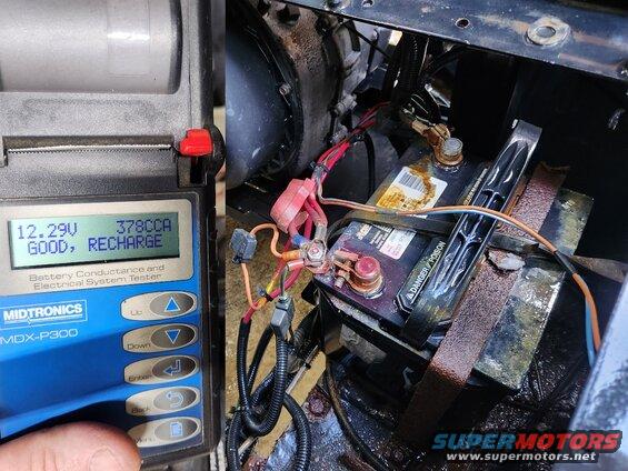 battery.jpg It was sold as having a dead battery, but after jumping it to drive onto the trailer, it still had enough charge to crank it 5 hours later. So I charged it and cleaned the terminals.