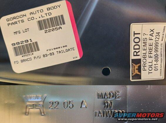 gordon.jpg Gordon tailgate shells are made in Taiwan, and I think they're the only company making them right now, regardless of the seller.
IF THE IMAGE IS TOO SMALL, click it.

.