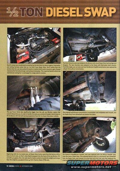 Custom diesel engine swap in a vehicle, showing intercooler and wiring.