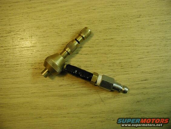For airing down, I used a deflator end from an ARB #ARB505 E-Z Tire Deflator.