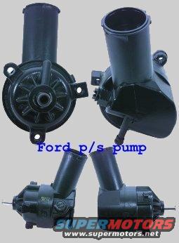 Black Ford power steering pump shown from multiple angles.