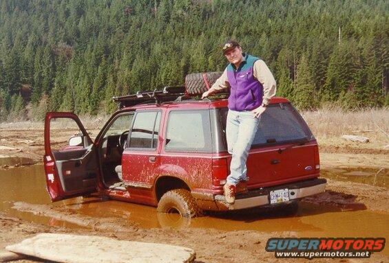 Dale attempting one of the many mud pits.