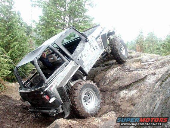 With a quick burp of the injected 302, Jason finds himself ready to roll (over). We had to hook up a strap to his front bumper with a few muscular men on the other end while he backed down.