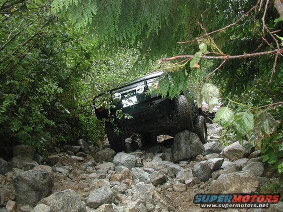 Dark SUV on a rocky trail