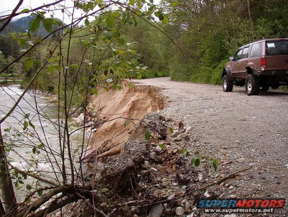 The Statlu Creek took a big chunk out of the road.